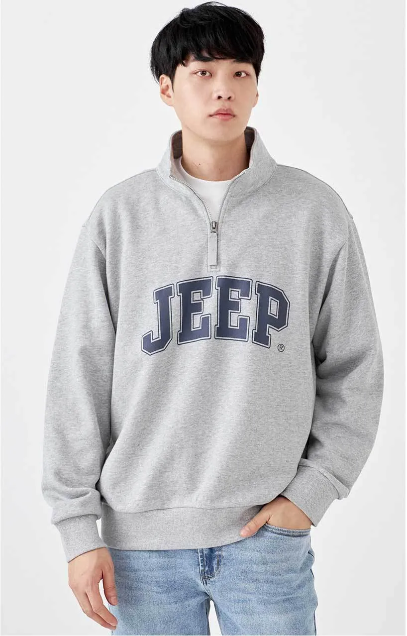 JEEP  |Unisex Street Style Long Sleeves Plain Cotton Oversized Logo