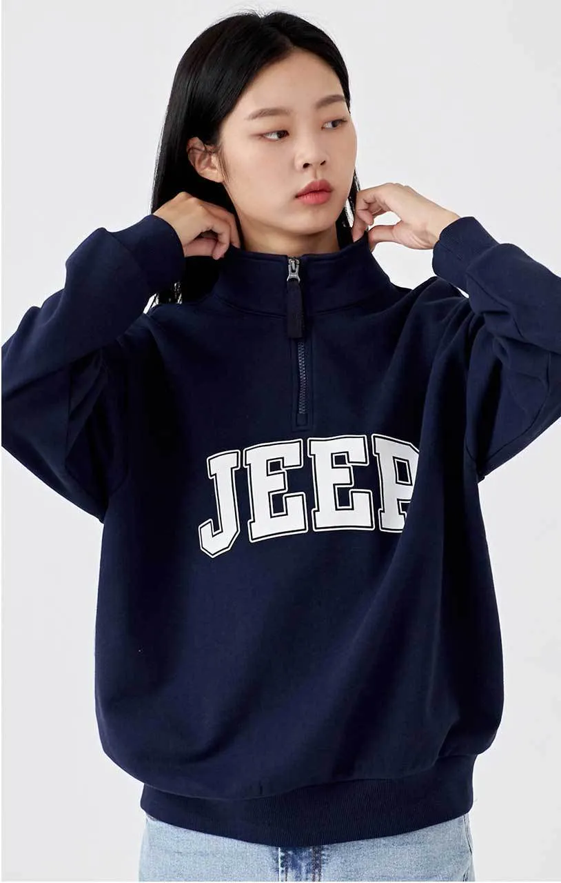 JEEP  |Unisex Street Style Long Sleeves Plain Cotton Oversized Logo