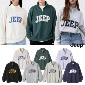 JEEP  |Unisex Street Style Long Sleeves Plain Cotton Oversized Logo