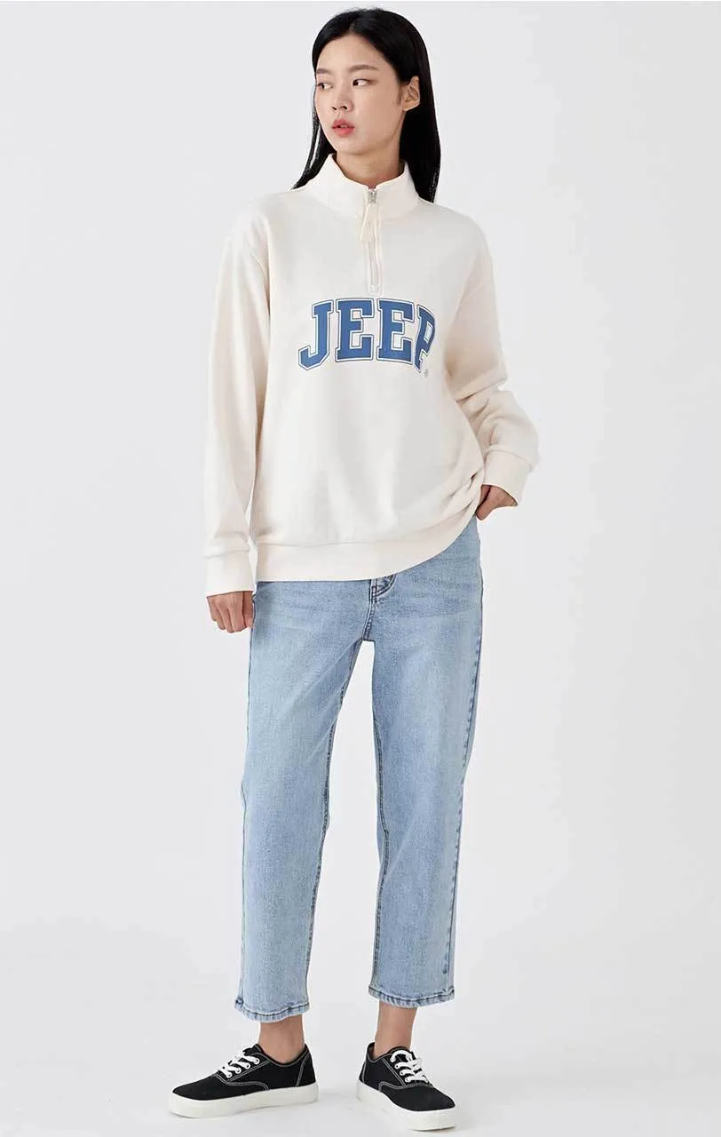 JEEP  |Unisex Street Style Long Sleeves Plain Cotton Oversized Logo