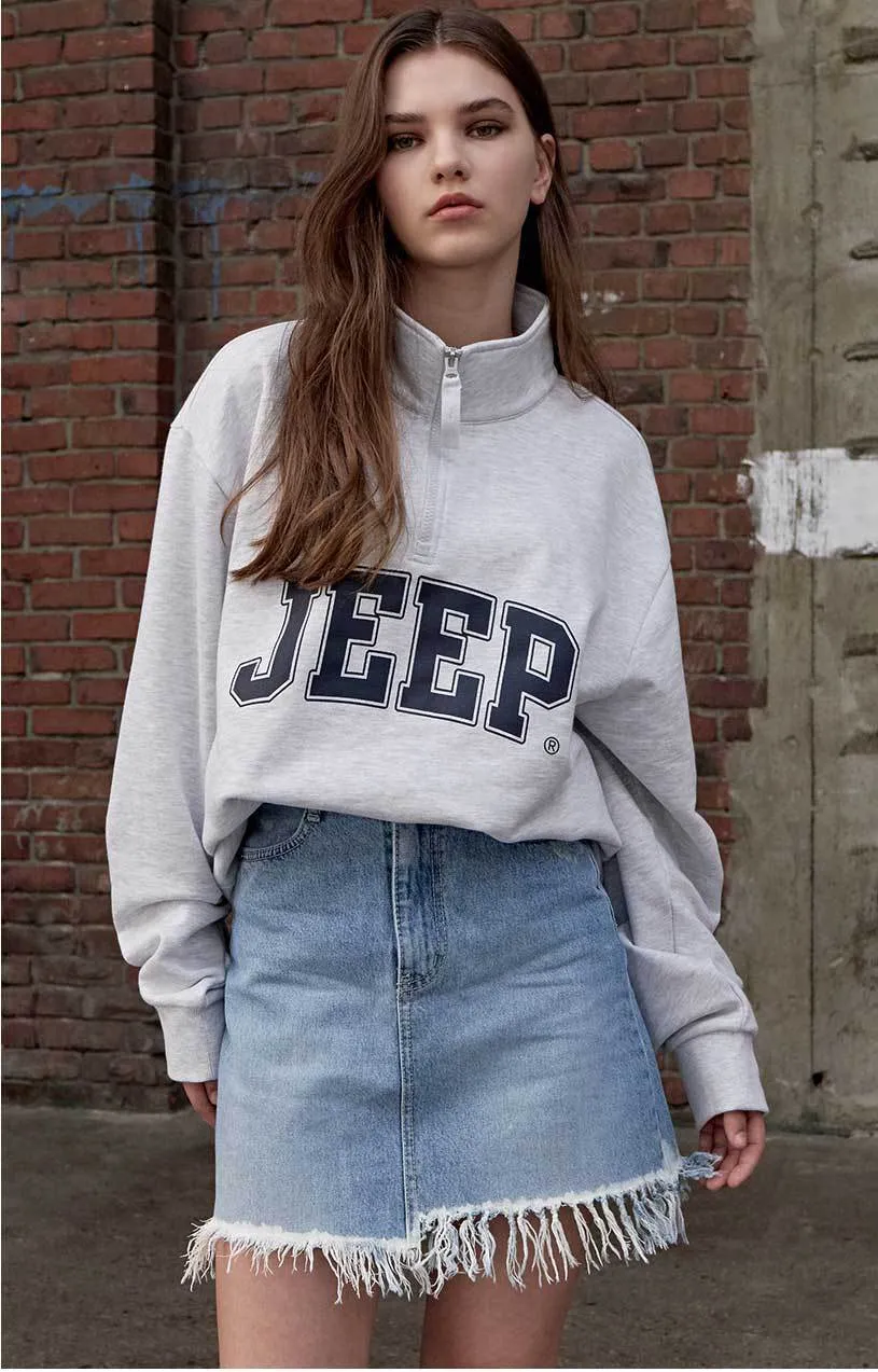 JEEP  |Unisex Street Style Long Sleeves Plain Cotton Oversized Logo