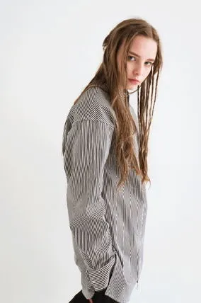 JUSTO  |Stripes Unisex Street Style Long Sleeves Cotton Oversized