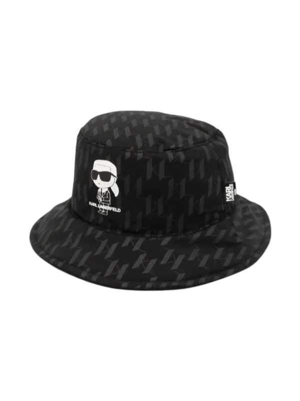 Karl Lagerfeld Bucket Hat All Over Logo Black