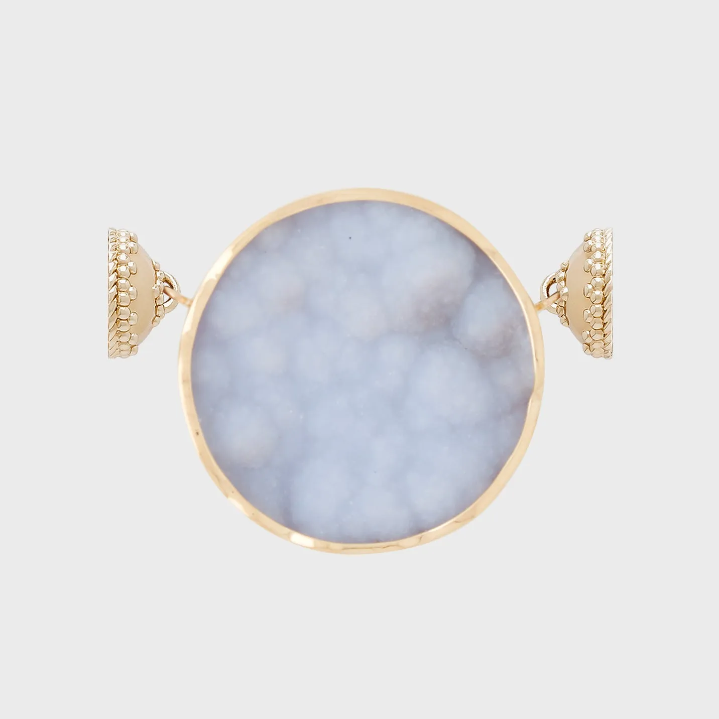 Large Blue Chalcedony Round Druzy 37mm Centerpiece