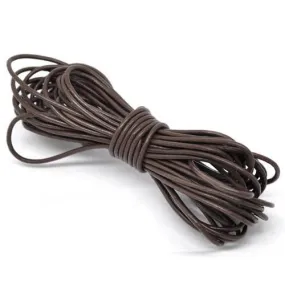 Leather Cord, Cowhide Leather Cord, Chocolate Brown, Round, 2mm