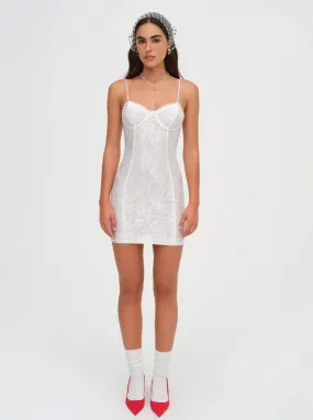 Lindy Lace Mini Dress in White