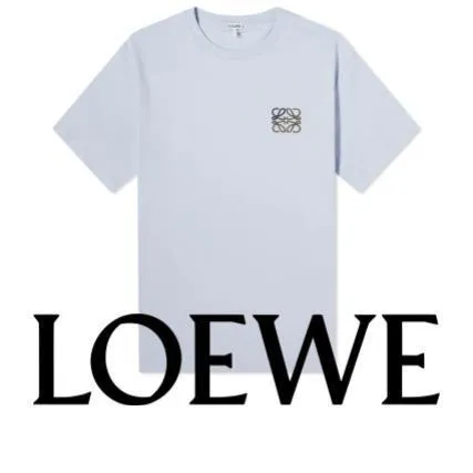 LOEWE  |Plain Cotton Short Sleeves Oversized Logo Luxury T-Shirts