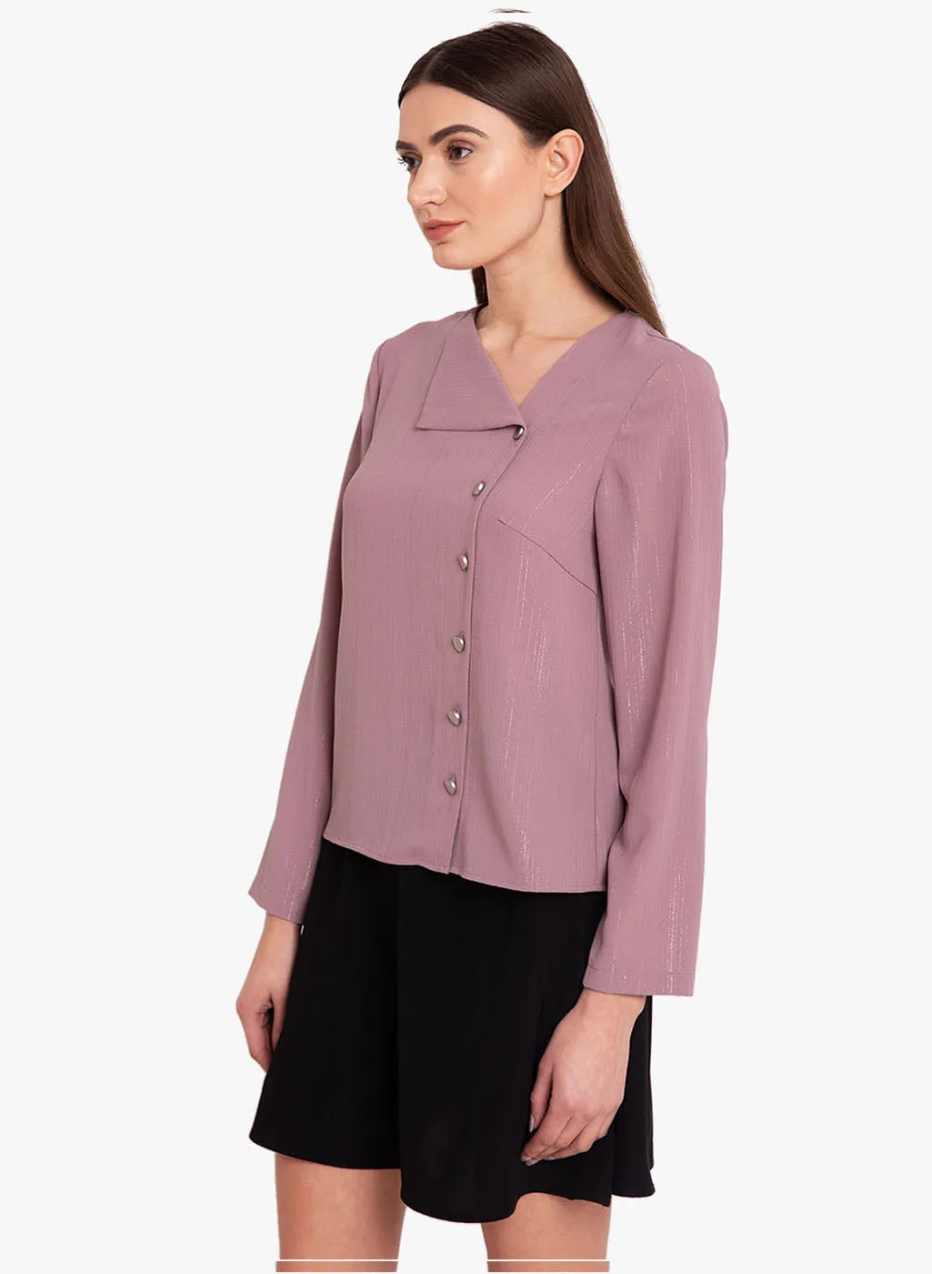 Lurex Front Button Detail Shirt