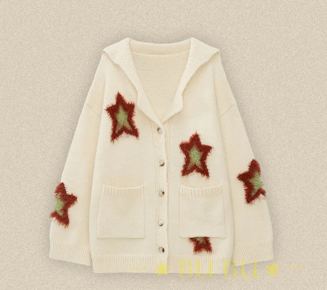 MAMC  |Star Unisex Blended Fabrics Oversized Cardigans