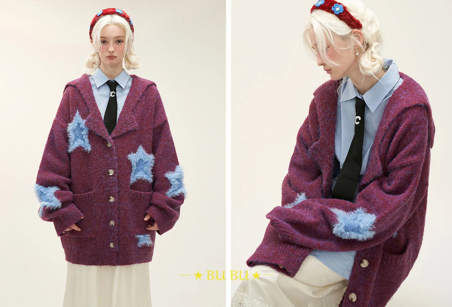 MAMC  |Star Unisex Blended Fabrics Oversized Cardigans