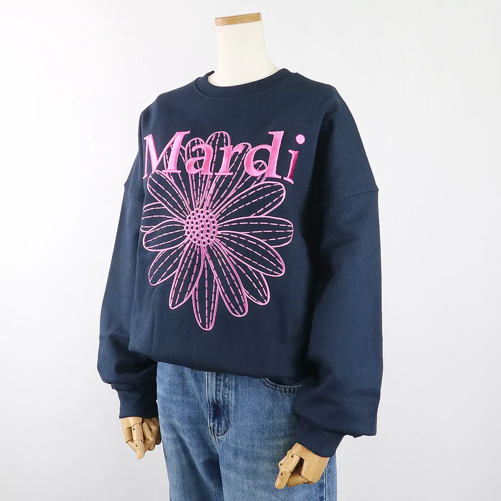 Mardi Mercredi  |Flower Patterns Rib Street Style U-Neck Long Sleeves Plain