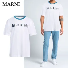 MARNI  |Crew Neck Bi-color Cotton Short Sleeves Oversized Logo