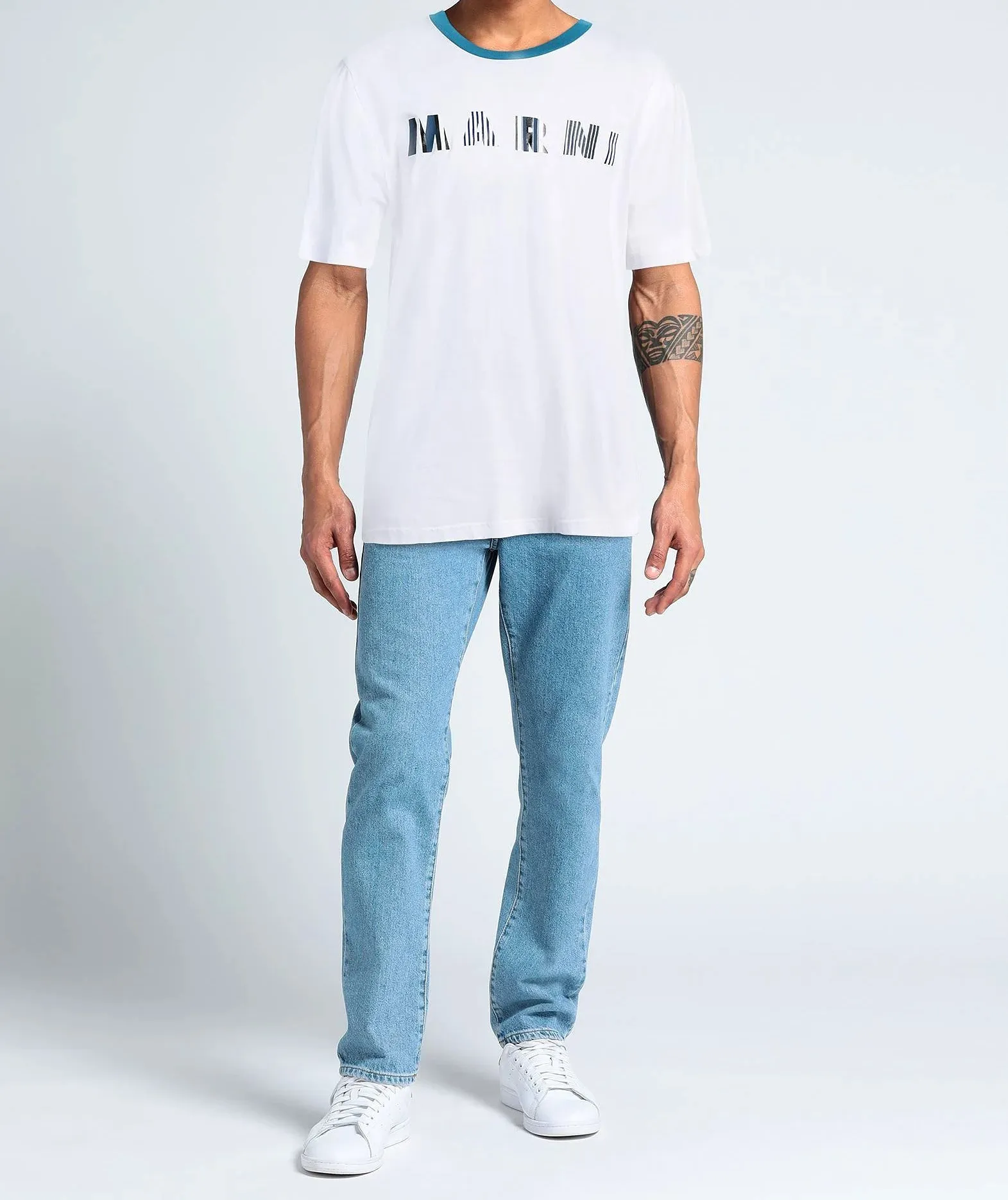 MARNI  |Crew Neck Bi-color Cotton Short Sleeves Oversized Logo