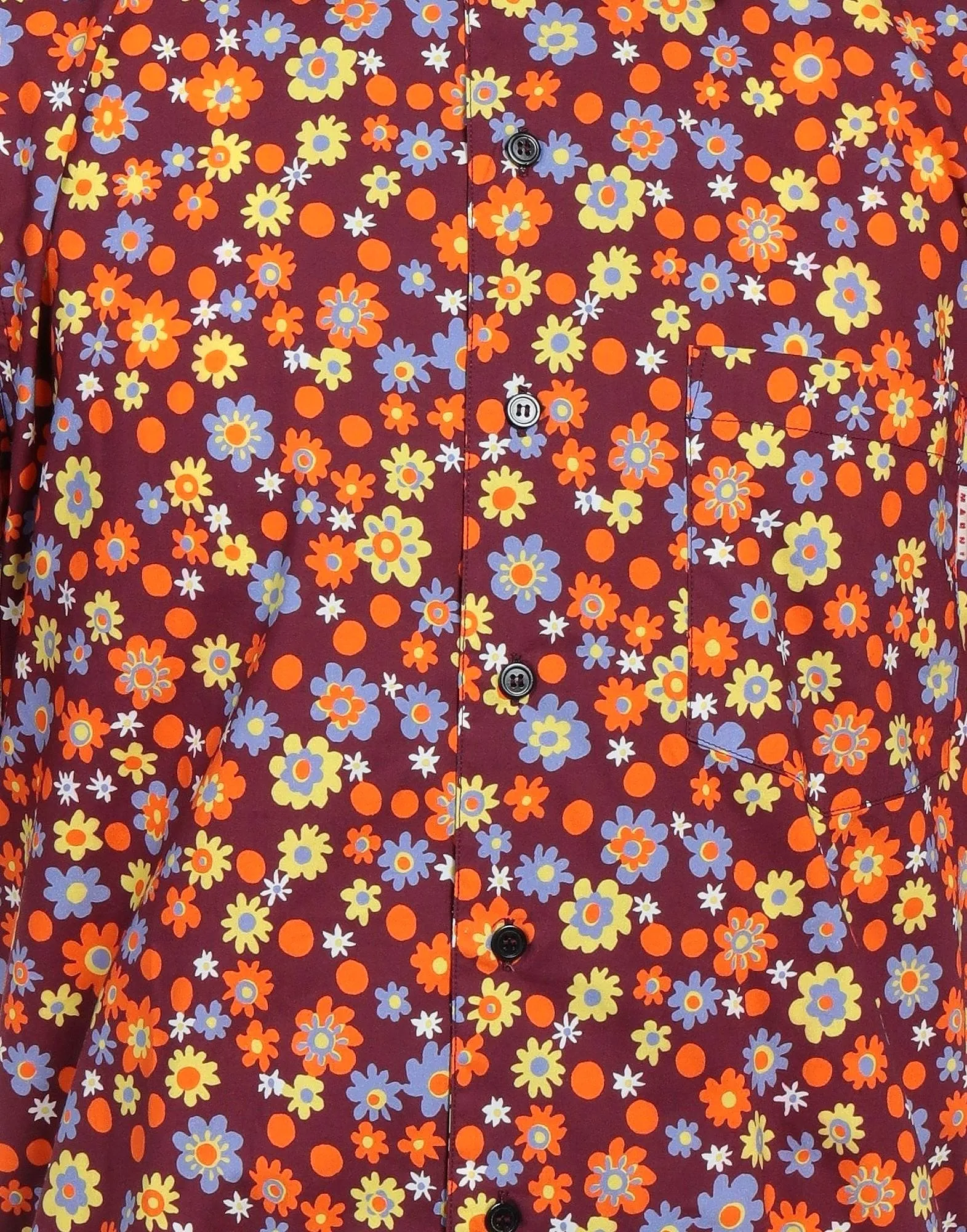 MARNI  |Flower Patterns Cotton Short Sleeves Oversized Logo