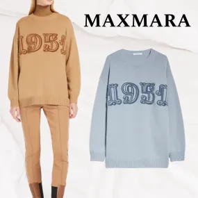 MaxMara  |Casual Style Unisex Blended Fabrics U-Neck Long Sleeves