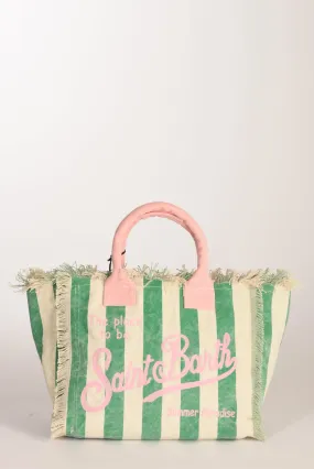 Mc2 Saint Barth Borsa Canvas Verde/rosa Donna