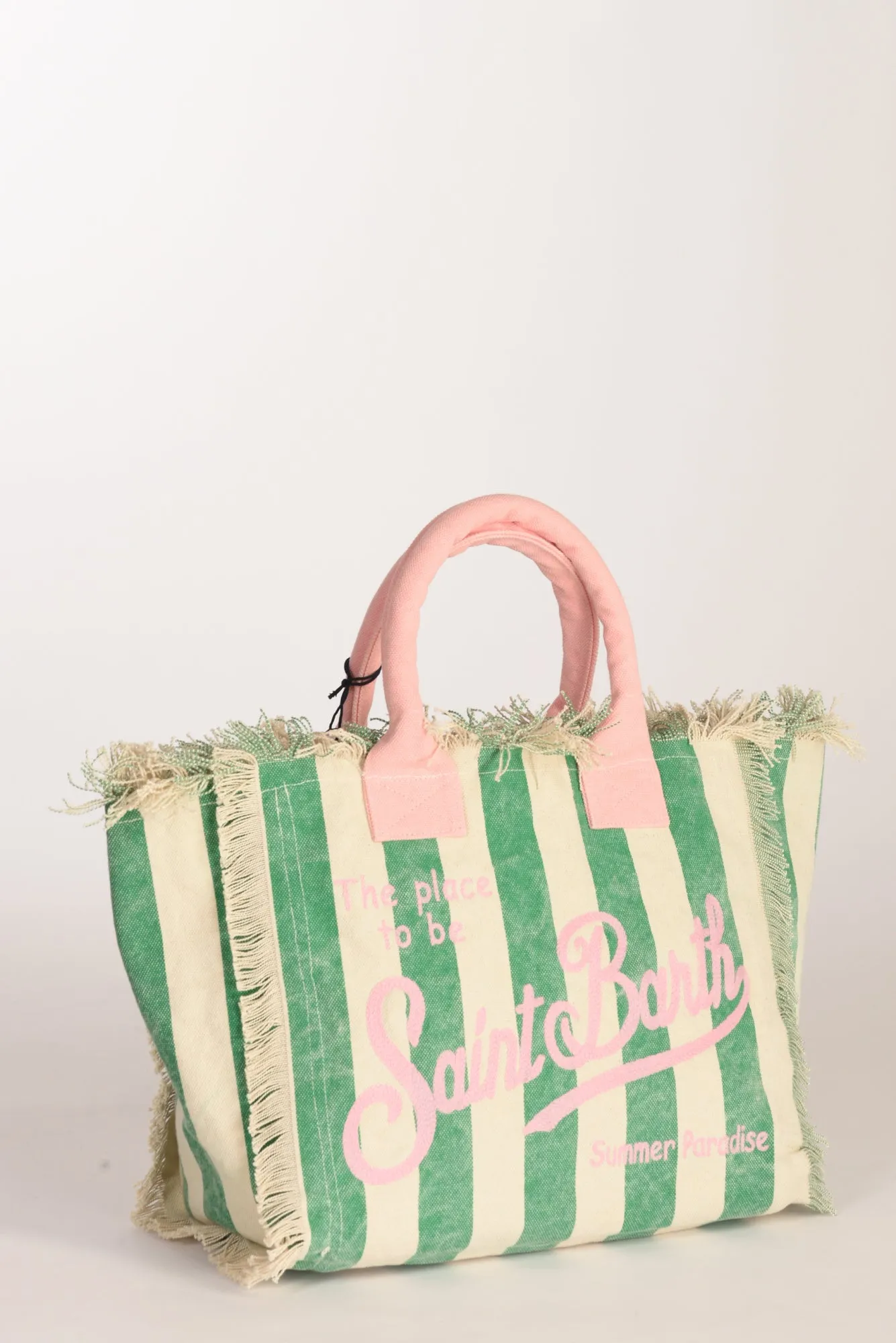 Mc2 Saint Barth Borsa Canvas Verde/rosa Donna