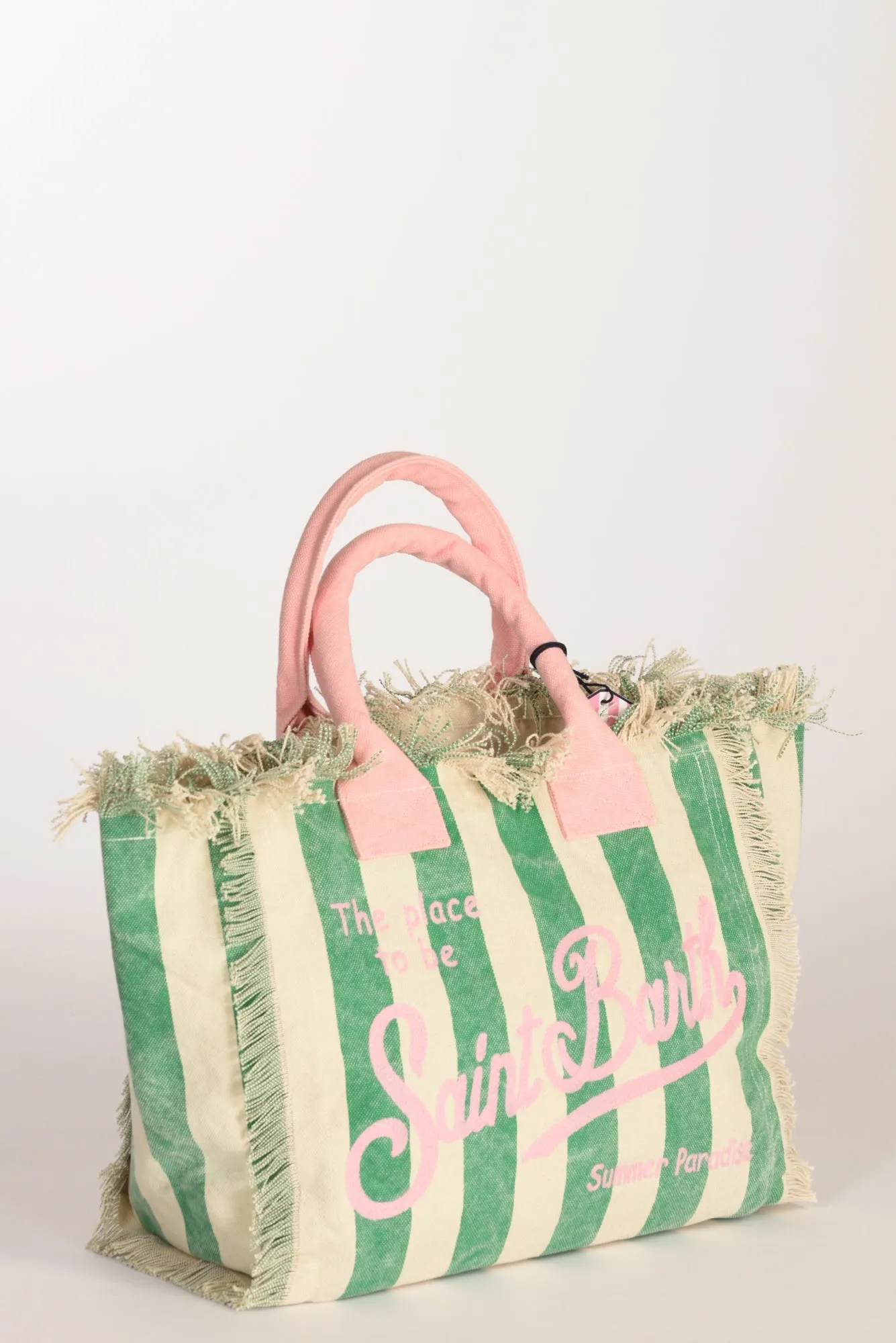 Mc2 Saint Barth Borsa Canvas Verde/rosa Donna