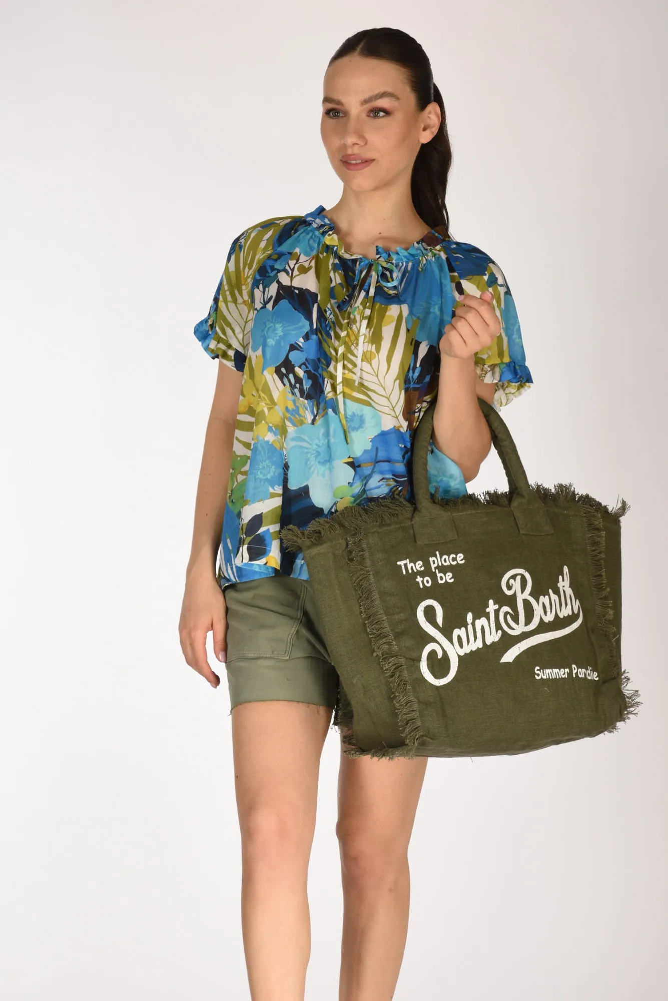 Mc2 Saint Barth Borsa Stampata Verde Donna