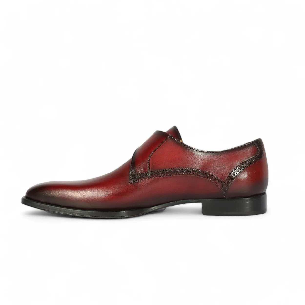 Mezlan S20131 Men's Shoes Burgundy Patina Leather Monkstrap Loafers (MZS3557)