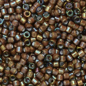 Miyuki Delica Seed Beads, 11/0 Size, #1790 White Lined Sable Brown AB (7.2 Gram Tube)