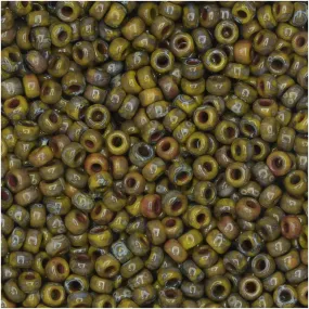 Miyuki Round Seed Beads, 11/0 Size, #4519 Opaque Yellow Picasso (8.5 Gram Tube)