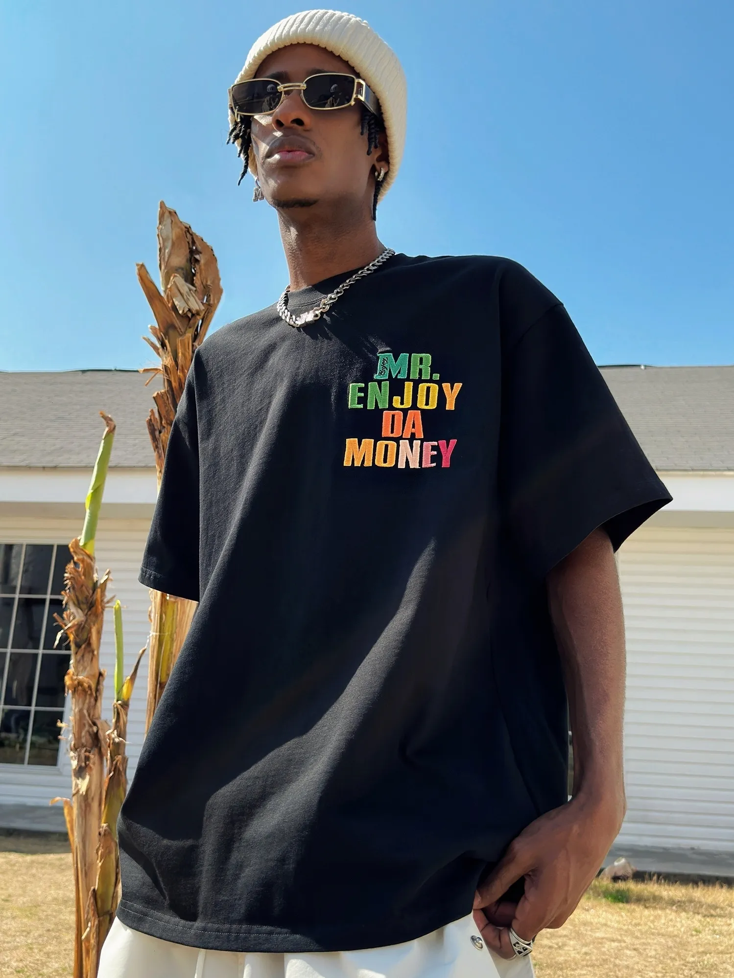 MR. ENJOY DA MONEY  |Crew Neck Unisex Sweat Street Style Cotton Short Sleeves