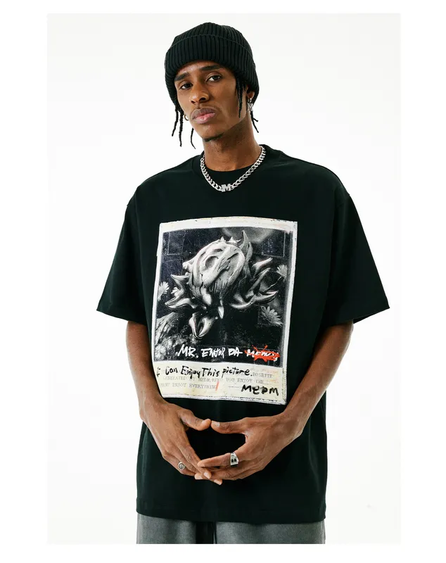 MR. ENJOY DA MONEY  |Unisex Street Style Bi-color Cotton Short Sleeves Oversized