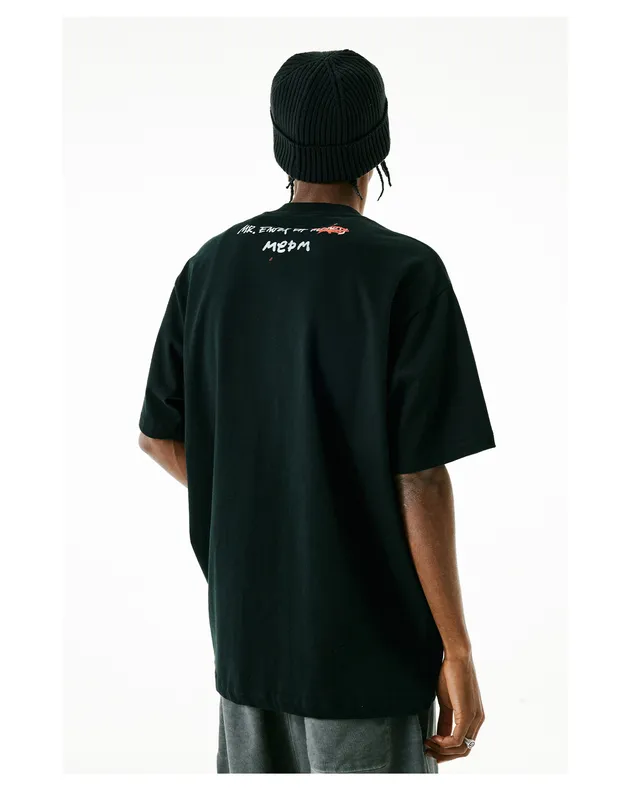 MR. ENJOY DA MONEY  |Unisex Street Style Bi-color Cotton Short Sleeves Oversized