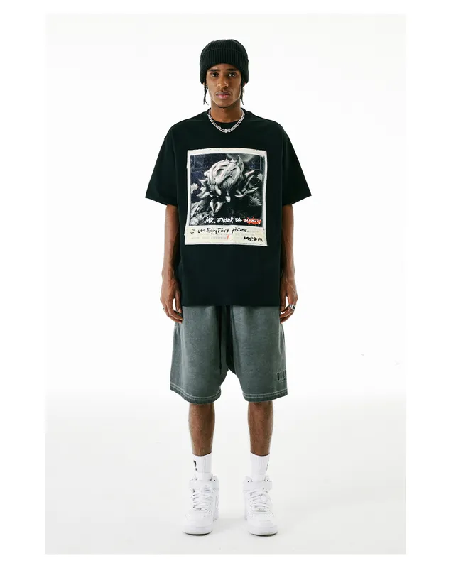 MR. ENJOY DA MONEY  |Unisex Street Style Bi-color Cotton Short Sleeves Oversized