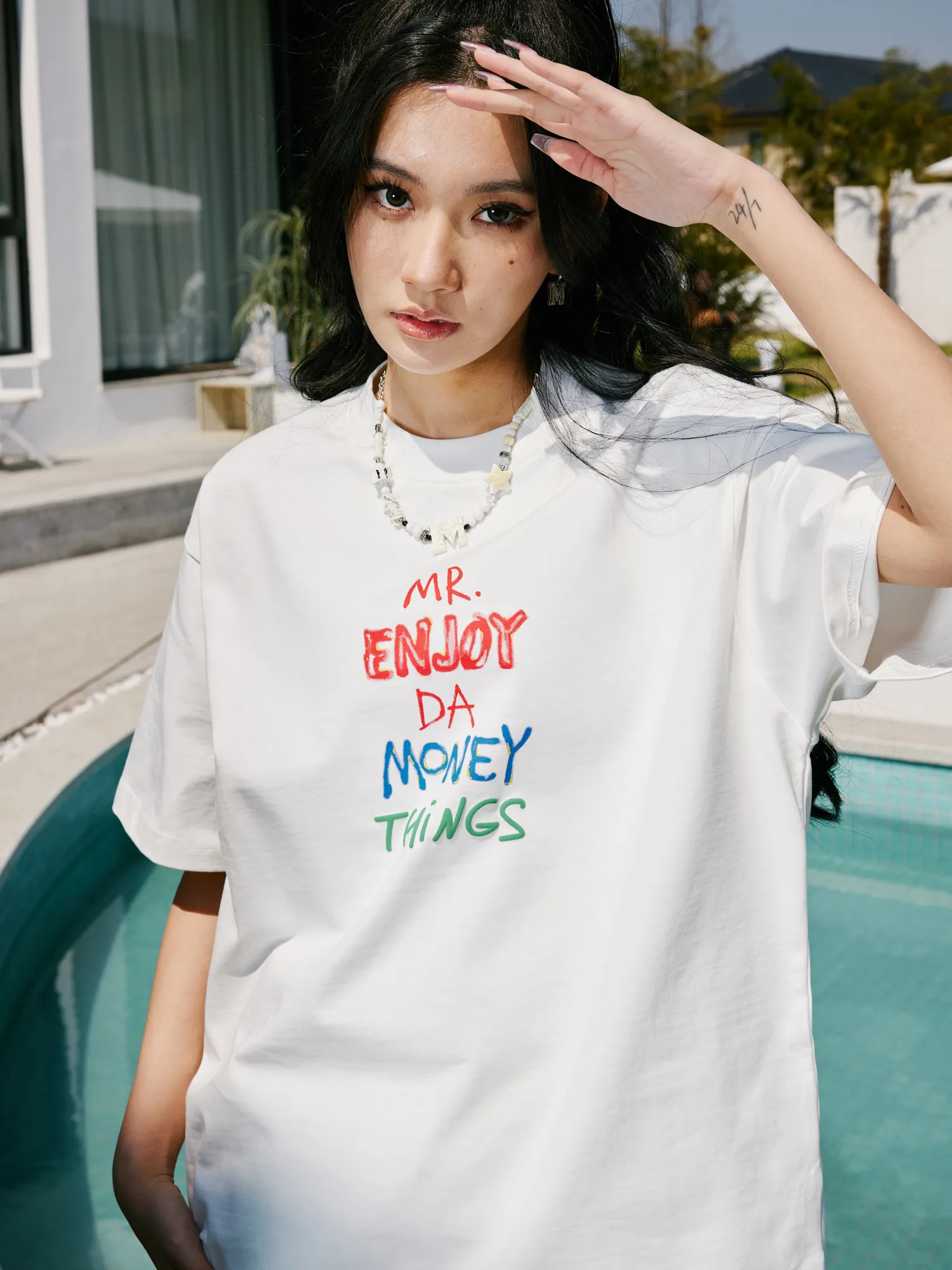 MR. ENJOY DA MONEY  |Unisex U-Neck Cotton Short Sleeves Oversized Logo T-Shirts