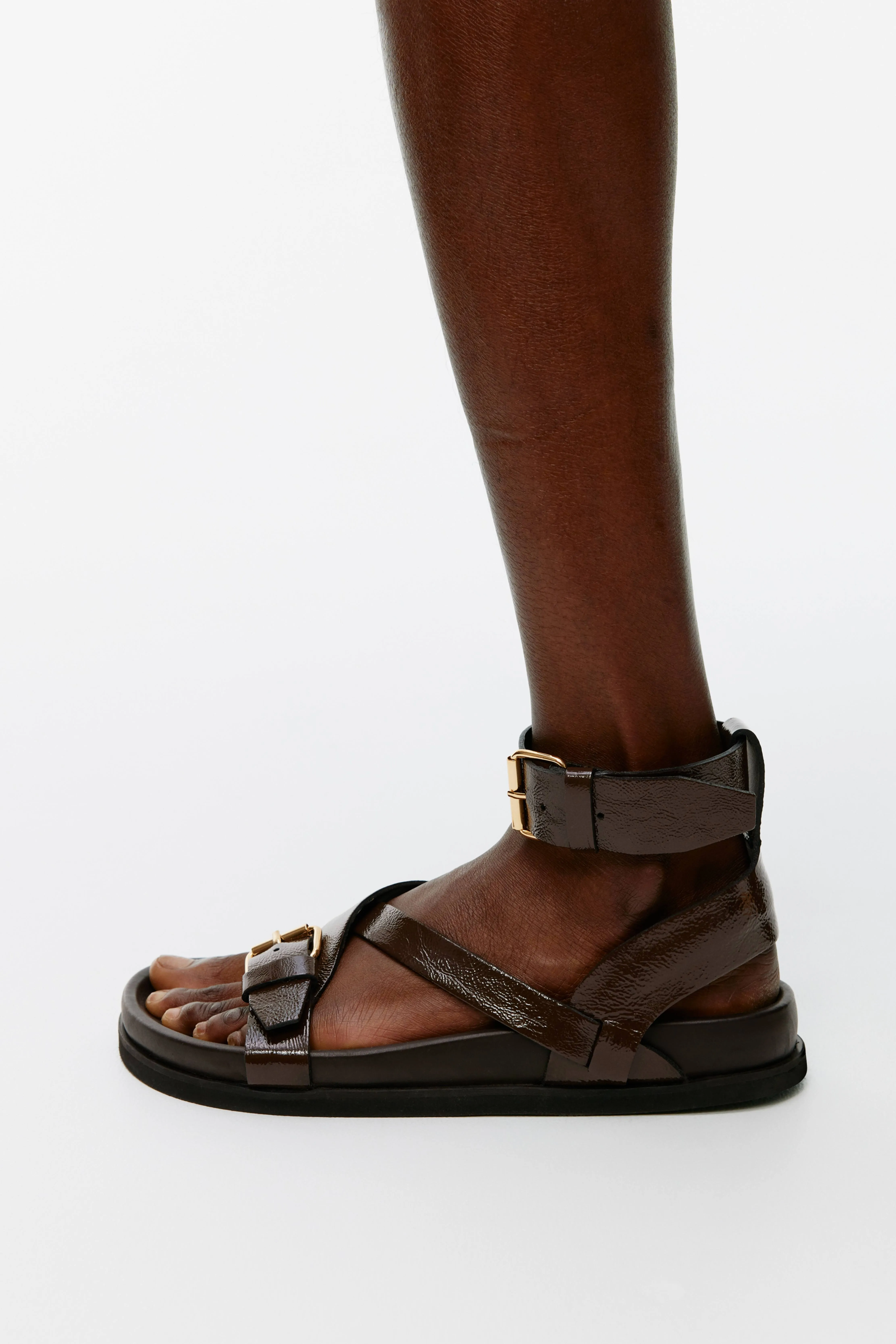 Multi-Strap Leather Sandals - Dark Brown - Ladies | H&M GB