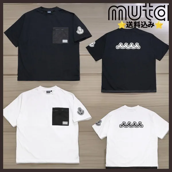 muta  |Crew Neck Unisex Nylon Street Style Plain Cotton