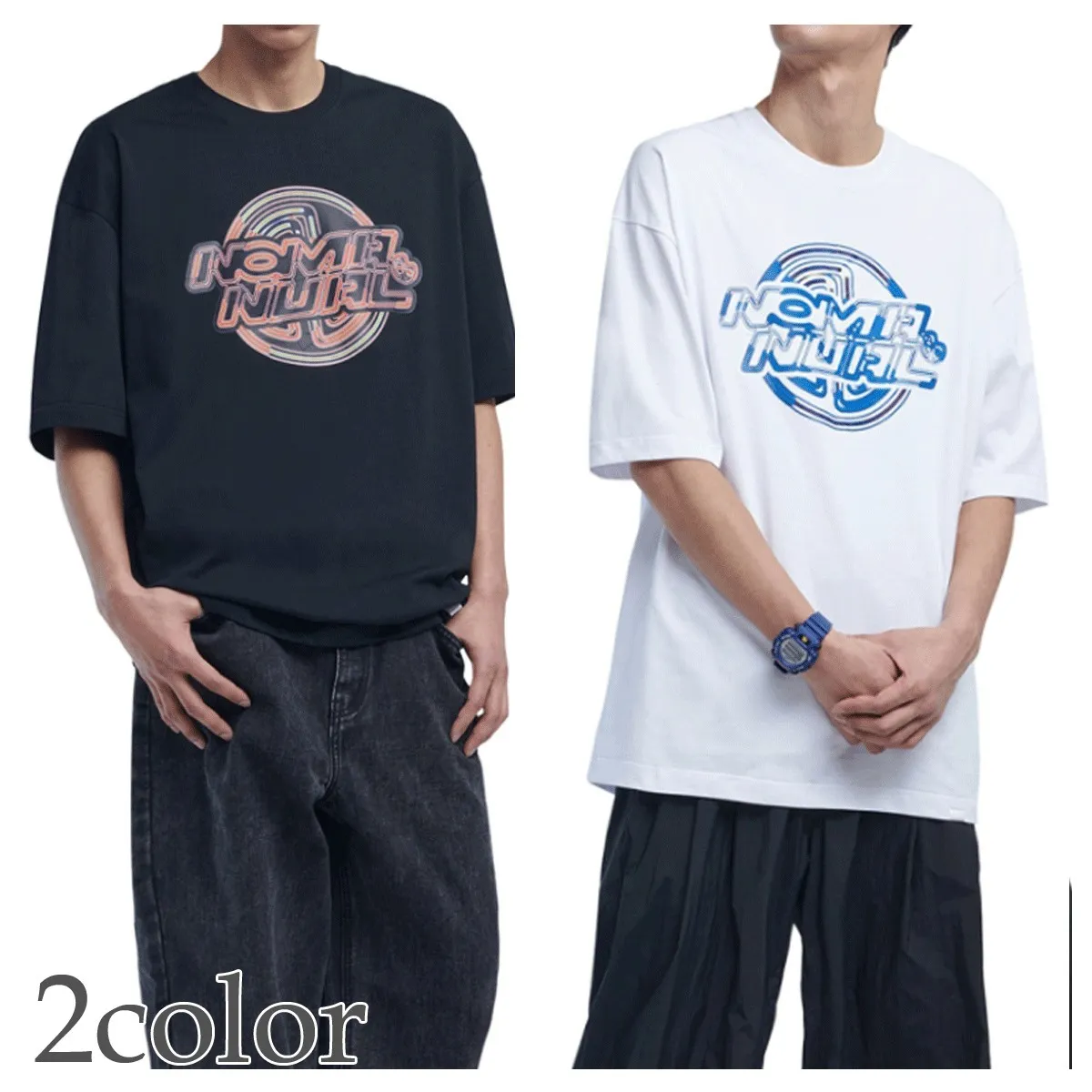 NOMANUAL  |Street Style Plain Cotton Oversized Logo T-Shirts