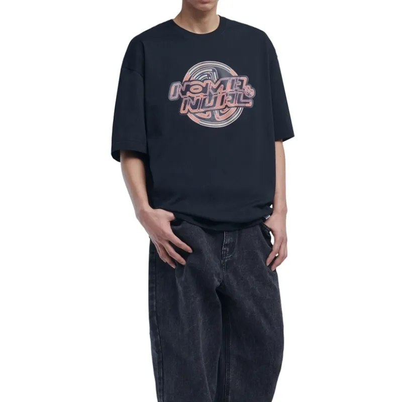 NOMANUAL  |Street Style Plain Cotton Oversized Logo T-Shirts