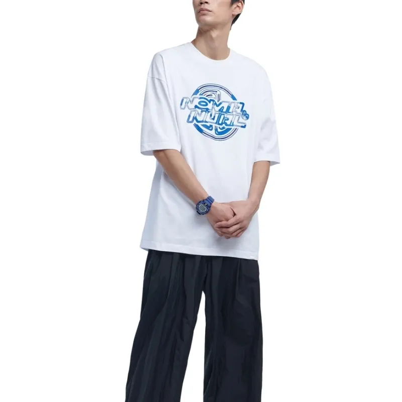 NOMANUAL  |Street Style Plain Cotton Oversized Logo T-Shirts