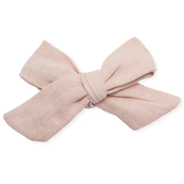 oh baby! School Girl Bow Linen Hair Clip Medium - Blush