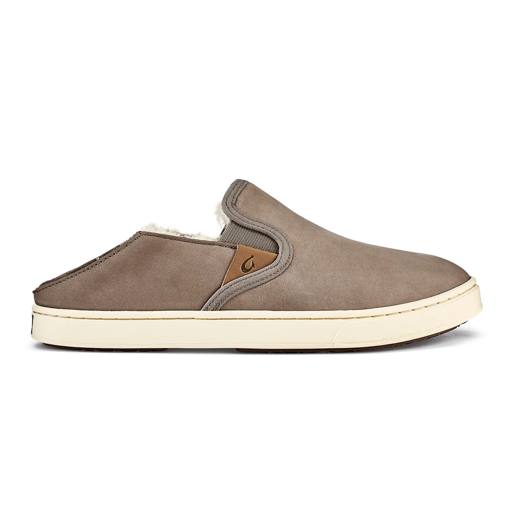 Olukai Womens Pehuea Heu Waterproof Shearling Slip On Sneakers-Taupe/Grey