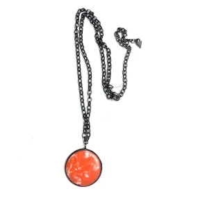 Orange Marbled Moonglow Layering Necklace - Medium