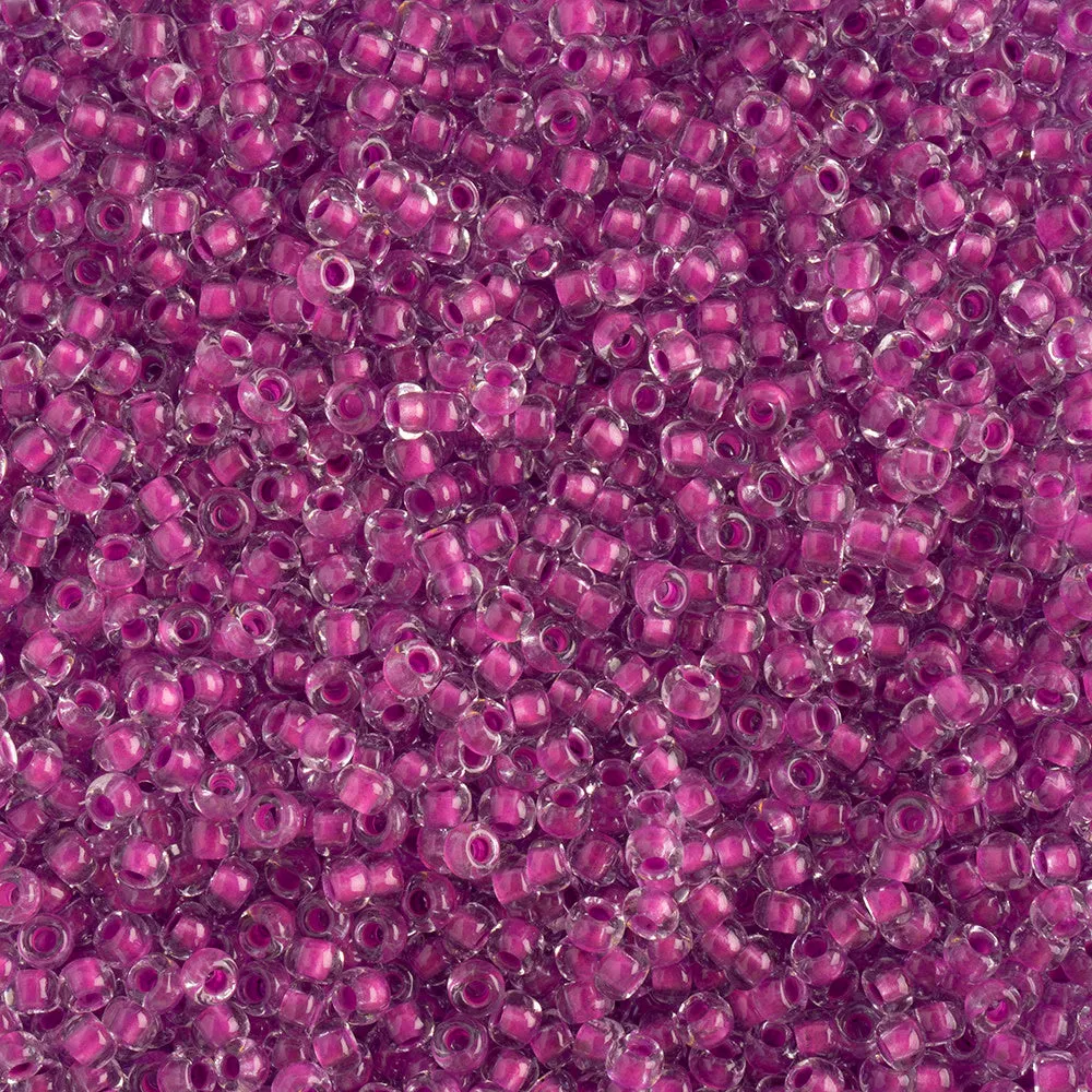 Preciosa Czech Glass, 11/0 Round Seed Bead, Crystal Color Lined Neon Purple (1 Tube)