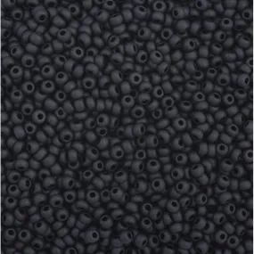 Preciosa Czech Glass, 11/0 Round Seed Bead, Opaque Black - Matte (1 Tube)