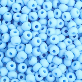 Preciosa Czech Glass, 6/0 Round Pony Seed Bead, Opaque Light Blue - Matte (1 Tube)