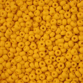 Preciosa Czech Glass, 8/0 Round Seed Bead, PermaLux Dyed Chalk Dark Yellow - Matte (1 Tube)