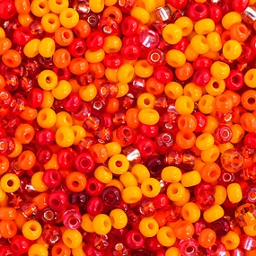 Preciosa Czech Glass, 8/0 Seed Bead, Multi Mix Orange (1 Tube)