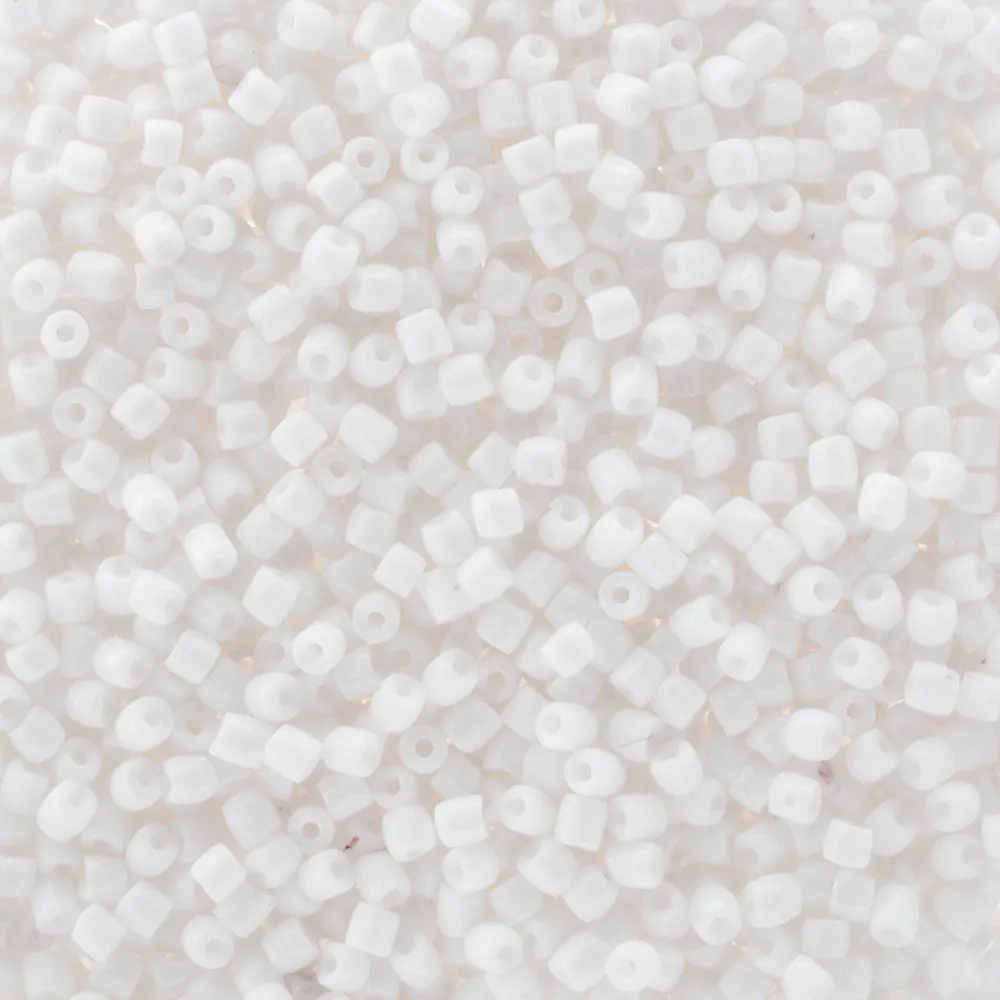 Preciosa Czech Glass, 9/0 Cylinder 3cuts Seed Bead, Opaque White (1 Tube)