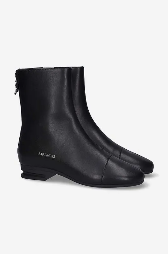 Raf Simons leather ankle boots 2001 black color