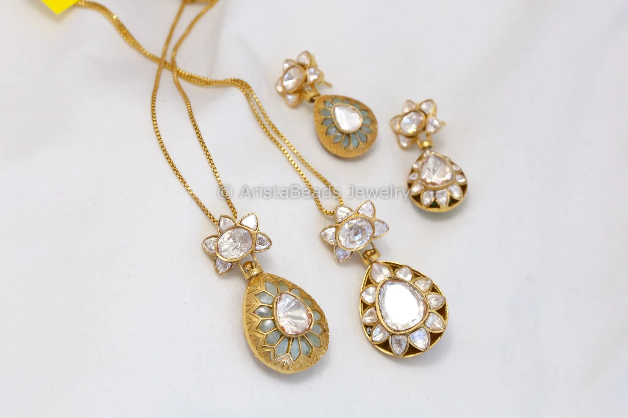 Reversible Real Moissanite Necklace Set (ABJ-N101-22)