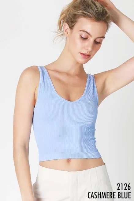 Reversible Ribbed Crop | Blue