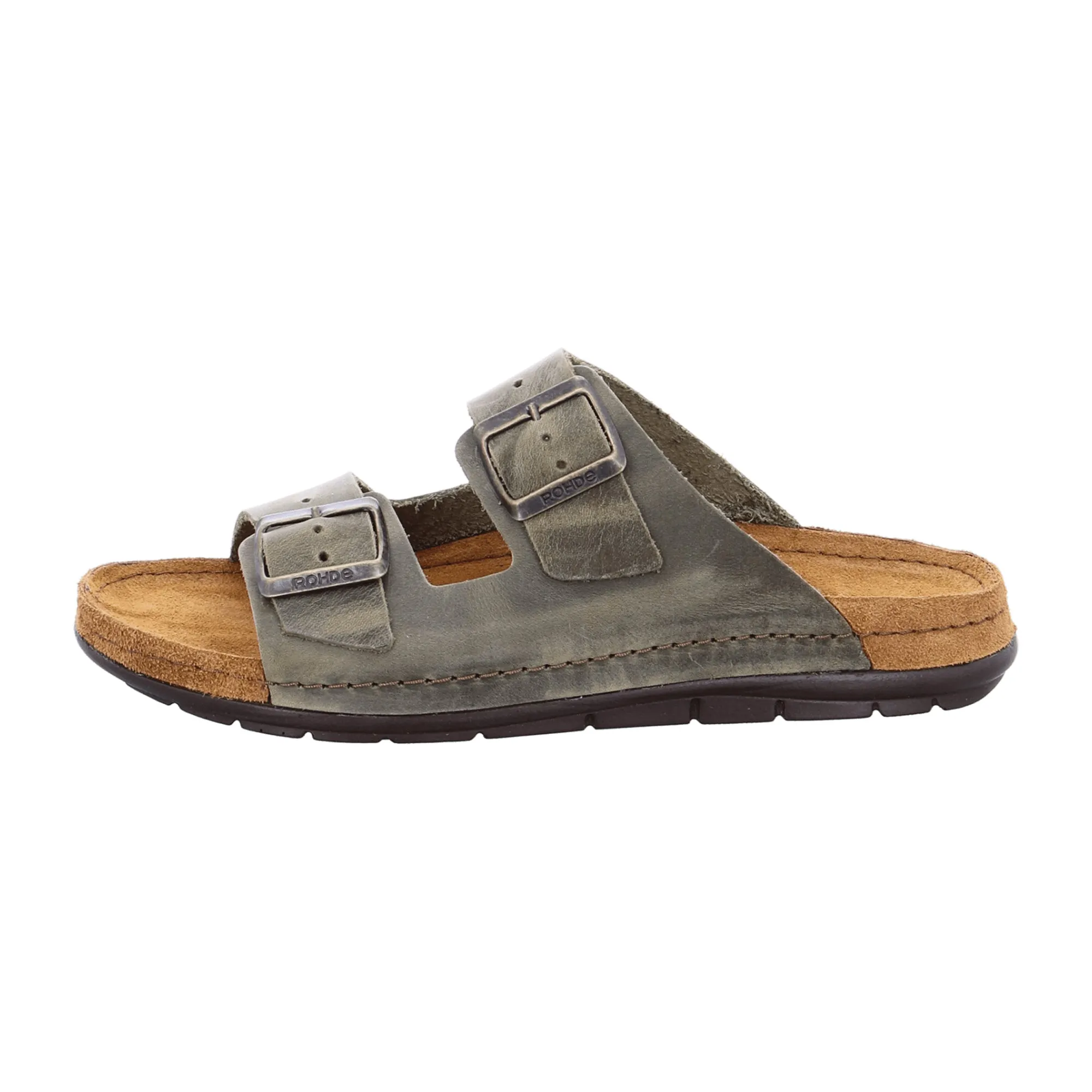 Rohde Men's Olive Green Leather Sandals with Buckle Spring Summer