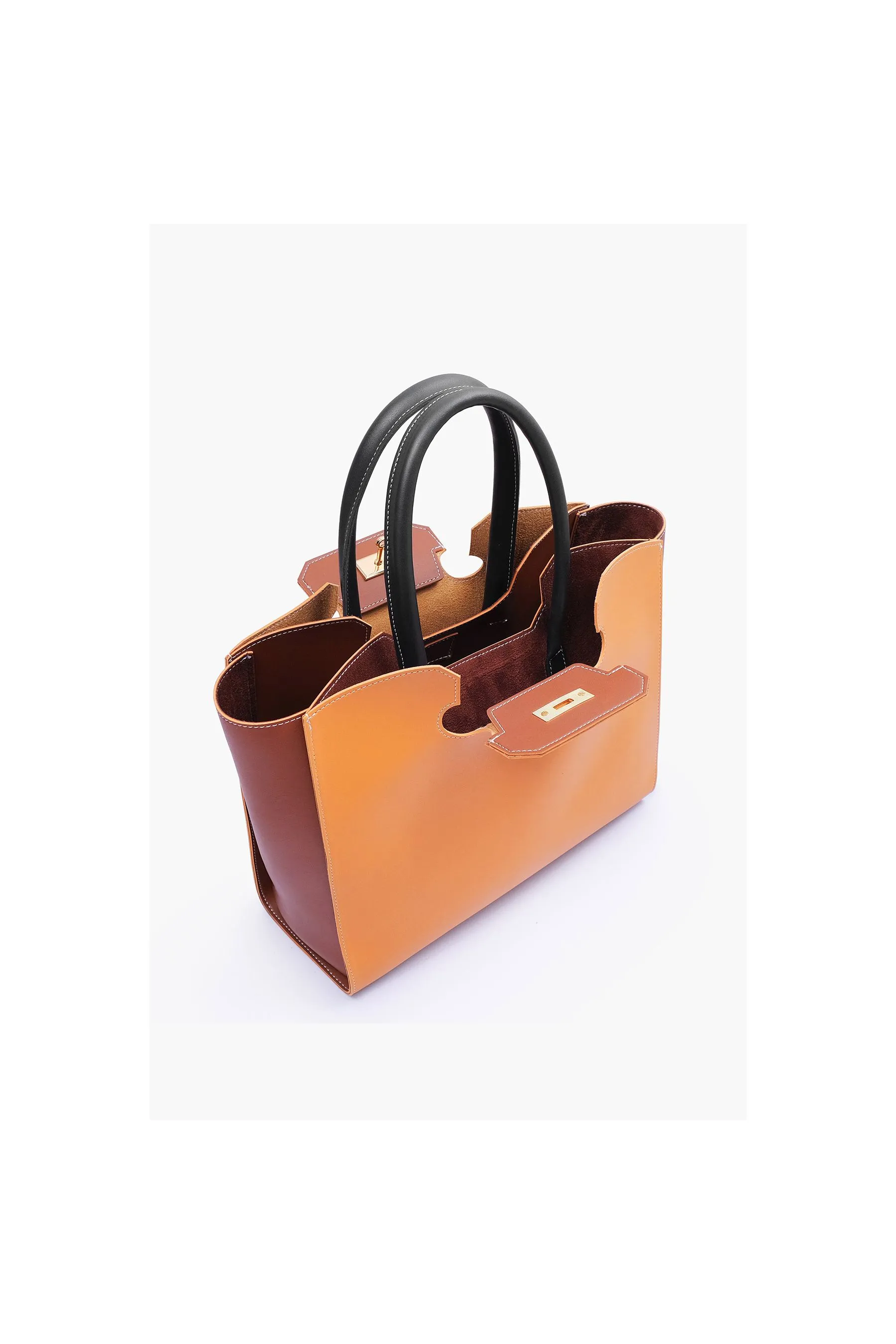 RTW Mustard And Brown Tote Bag With Multiple Compartments Multicolor Women Tote Bags